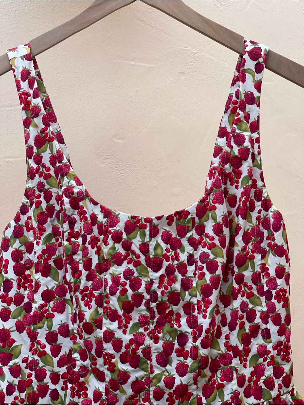 Women’s Red Floral Summer Dress - Sleeveless Cotton Sundress - Picture 3 of 13